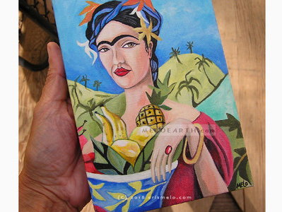 Fridalicious canvas frida kahlo illustration meloearth portrait portrait illustration woman