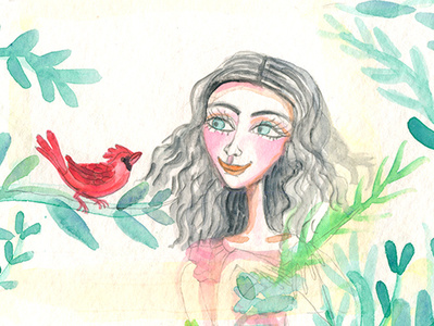 Cardinal - work in progress birds illustration art