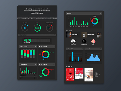 Personal Dashboard: Web analytics charts dashboard dashboard app metrics mockup