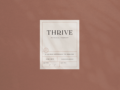 Thrive Physical Therapy branding design layout design