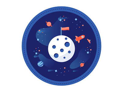 #1 Vistor badge button moon planet space