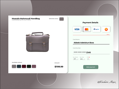 Credit Card Checkout Page (Light Theme). daily ui 002 ui