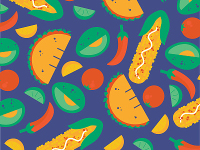 taco tuesday collage corn food hispanic illustration limes spicy tacos