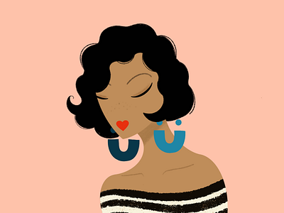 Hey curls earrings stripes woman