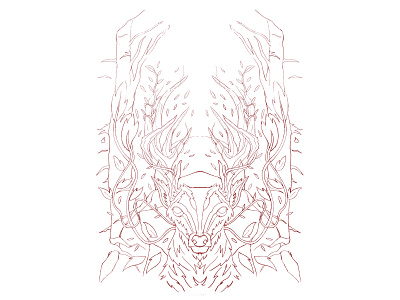 Deer in the Forest 2d deer head deer illustration design fantasy art illustration pencil drawing