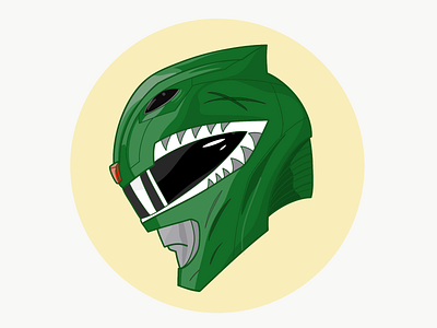 Green Ranger Helmet 2d design icon illustration power rangers vector