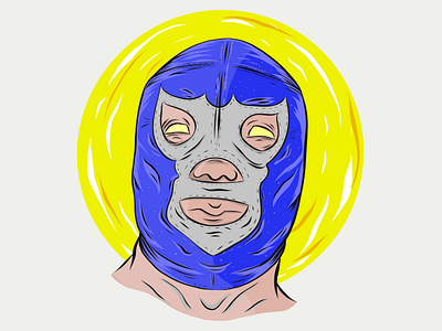 El Demonio Azul azul blue illustration lucha libre mascaras mask vector wrestler wrestling