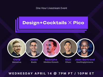 Design+Cocktails ✕ Pico event event flyer pico product hunt