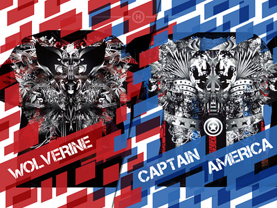 Marvel Tshirt Designs captain america design digital illustration marvel tshirt art vector wolverine
