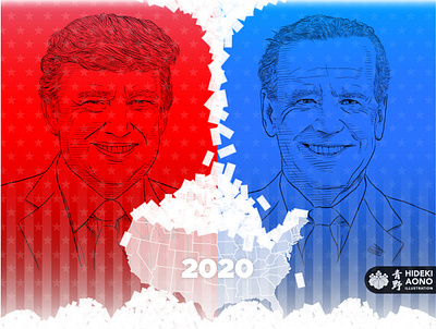 Trump Biden 2020 US Elections design digital drawing hidekiaono illustration popart portrait procreate sketch texture vector