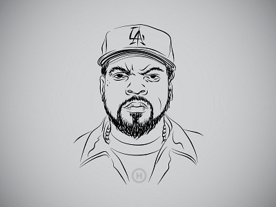 Hiphop Strokes - Ice Cube actor gangsta hidekiaono hiphop icecube illustration la nwa portrait rapper strokes vector