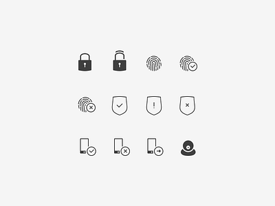 Security icon set camera fingerprint icon icons lock phone security shield unlock