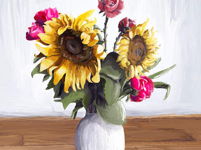 Digital painting illustration illustration painting sunflowers painting procreate procreateapp sunflowers