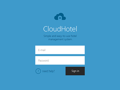 CloudHotel login page flat form hotel login simple system ui web