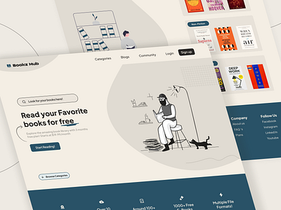 Bookz Hub — Landing Page book clean dailyui design dribbble figma interface landingpage minimal simple type ui ui design uiux userinterface ux webdesign website