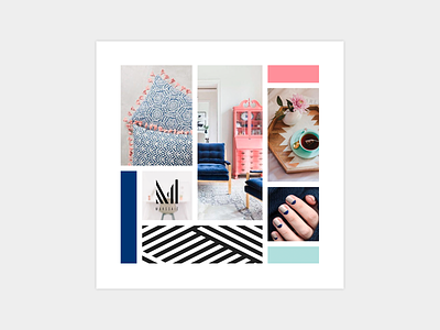 Blue, Mint, and Coral Mood Board color mood board