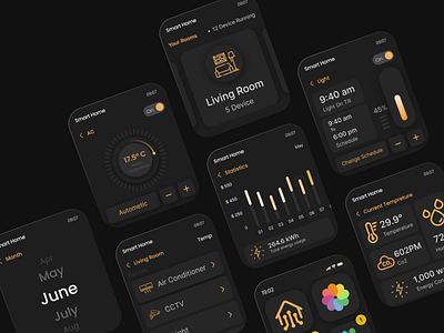 Smart Home app - Watch UI app concept design darkui smart home smart watch smart watchui smarthome smarthome ui ui uidesign user interface ux uxdesign watch watch app watch os watch ui