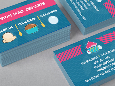 Audreys business cards cake cards cupcakes graphic design ice cream illustration spoons