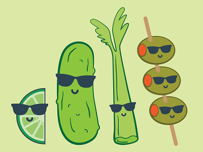 Green Gang celery green lime olives pickle shades