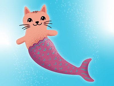 Mermaid Cat cat illustration mermaid mermaid cat texture