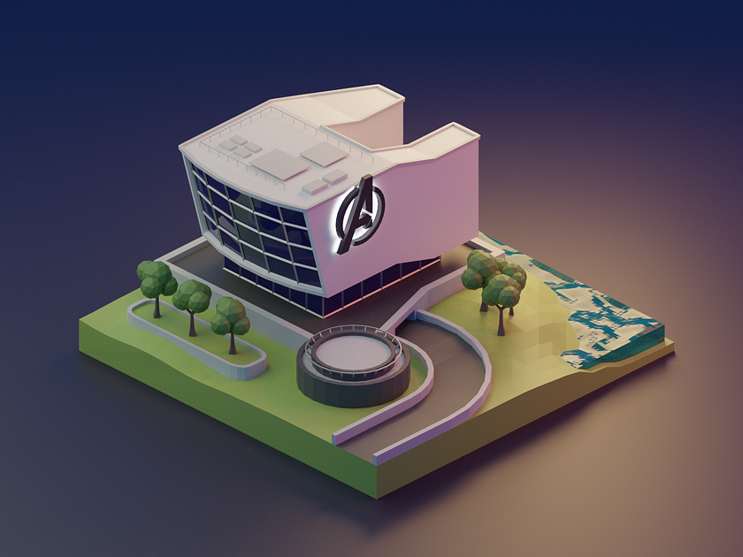 Learning Blender 02 3D Avengers Building by Anh Thaoo 🌱 on Dribbble