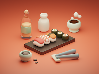 Learning Blender 03 ✦ Sushi sushi ✦ 3d 3d blender 3d sushi atgarden blender design illustration nicky blender