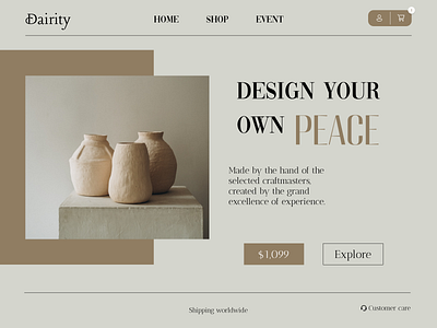SEVENTEEN 'DARL+ING' UI Design: 'Dairity' Vase E-Commerce clean design e commerce ecommerce graphic design kpop seventeen simple ui web web design website