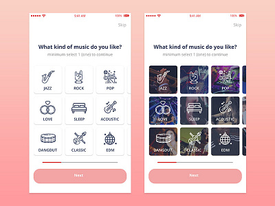 Exploration Design | Choose Genre Preferences for Music App