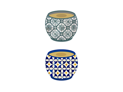 Pots with Turkish pattern adobe illustrator graphic design illustration plant pot ukraine