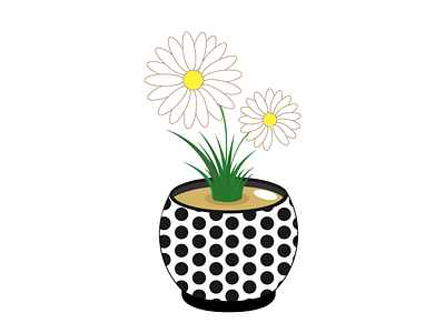 Chamomile in a pot adobe illustrator chamomile design flower graphic design illustration plant pot
