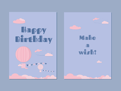 Happy Birthday card adobe illustrator baby baloon vector birthday blue card graphic design greeting greeting card happy happy dirthday illustration paper pink vector