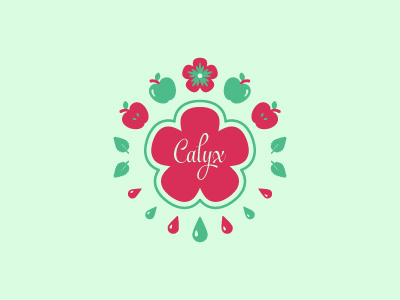 Calyx Logo 02 apple apples calyx design drink drinks flower flowers fruit logo logo design packaging