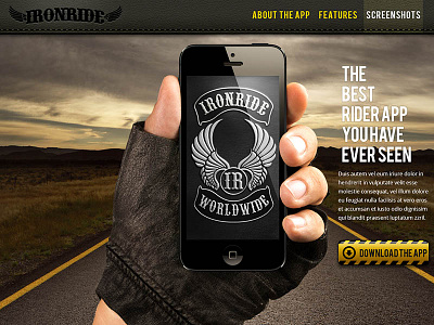 Ironride Landing page apps bikers ironride landing page mobile apps riders