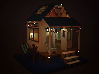 Have yourself a Merry Little Christmas 3d beach cabin christmas home house voxel xmas