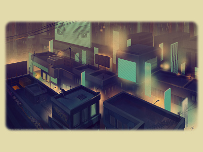 Rooftop 02 concept art cyberpunk dickyjiang game visionesia studio