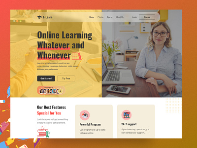 E-Learn Landing Page-Header