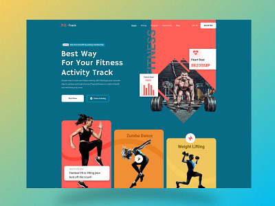 Fitness Web Hero Header agency corporate design digital agency illustration logo typography ui ui design