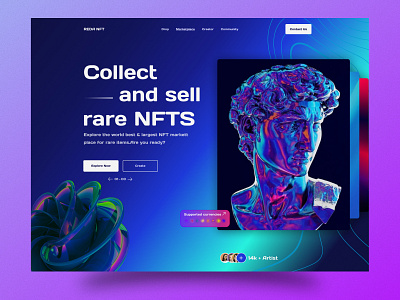 NFT Landing Page-Header agency branding corporate design digital agency illustration nft nft agency nft collection nft creation nft image nft marketplace typography ui ui design ui designer uiux ux ux design ux designer