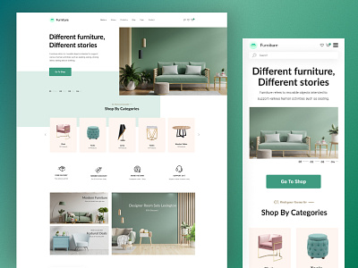 Furniture Landing Page with Mobile responsive version corporate digital agency ecomerce furniture ecommerce furniture landing page furniture mobile responsive landing page logo mobile responsibe mobile version ui ui design ux webside