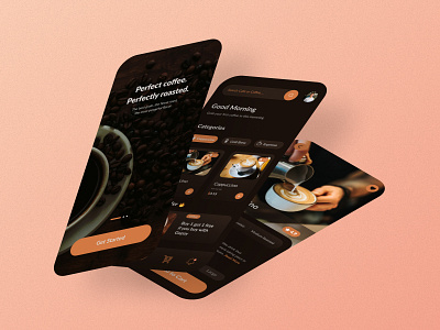 Coffee Shop Mobile Apps - Dark Mode coffee shop coffee shop mobile app coffee shop ui app corporate drinks app food app mobile app mobile food app mobile version mobile vertion new version trendy app typography ui ui design uiux ux ux design