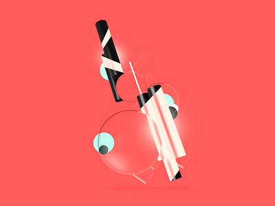 Experiment 3d abstract illustration minimal poster