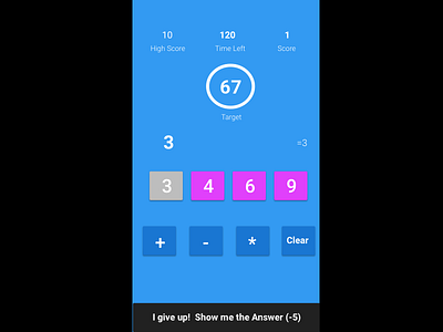 Game Play Screen- AMG Math math game user experience user interface