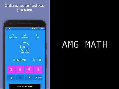 AMG math game android app flat game design mathematics mobile ui ux