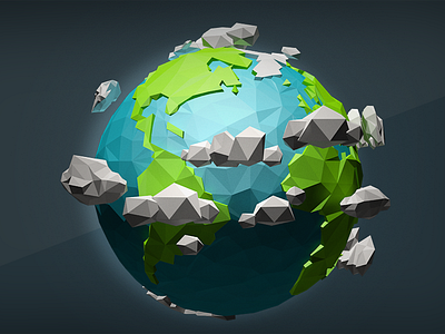 Hello Dribbble World! 3d illustration 3d modeling debut low poly
