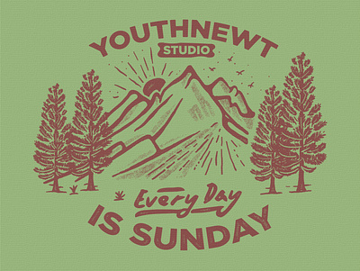 Every day is sunday, vintage mountain design adventure branding drawing graphic design lettering logo logodesign mountain tree tshirtdesign typhography view vintagedesign