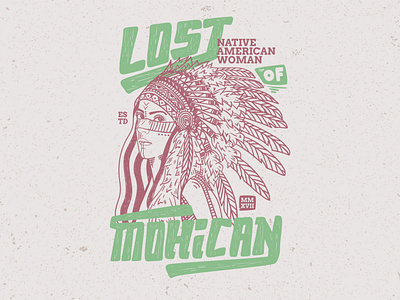 Lost of mohican girl handrawn vintage design