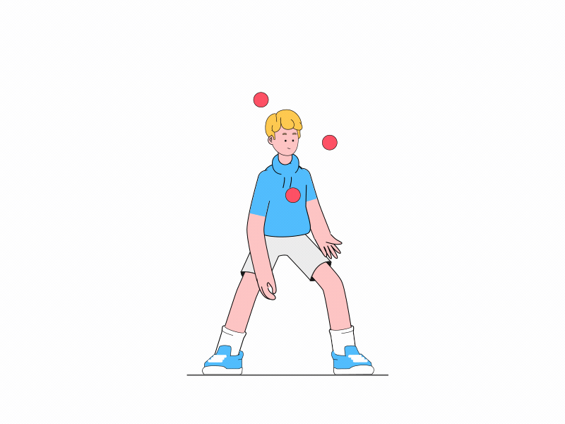 Tennis player juggling 2d character animation after effects character animation character design gif juggling motion rubber hose tennis tennis player ui ux