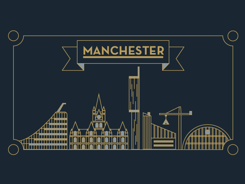 Manchester skyline buildings city illustration line manchester skyline