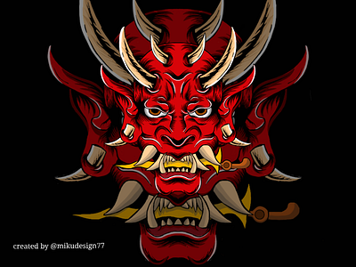 Oni mask ilustrasi artwork autodesk sketcbook branding design fun art graphic design hoodie illustration inspiration japanese java oni tshirt vector