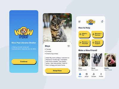 WowPaw - Animal Shelter in Ukraine - App Design animal shelter animals app design cats concept design dogs ui ukraine ux ux design